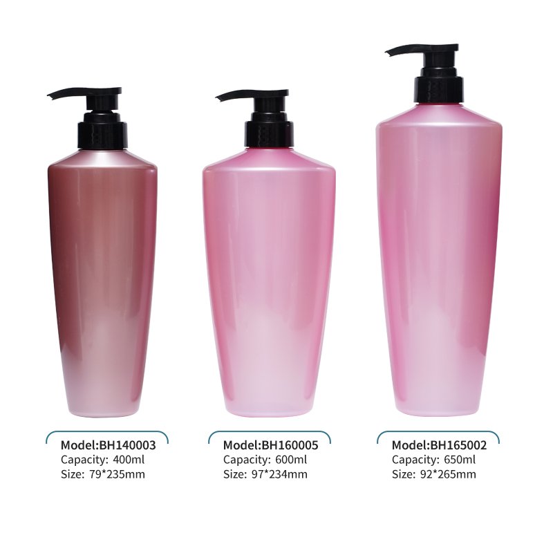 Empty Body Wash Lotion Shower Gel Press Bottle flat 300ML 400ml 600ml 650ml Pump PET Shampoo Plastic Bottle