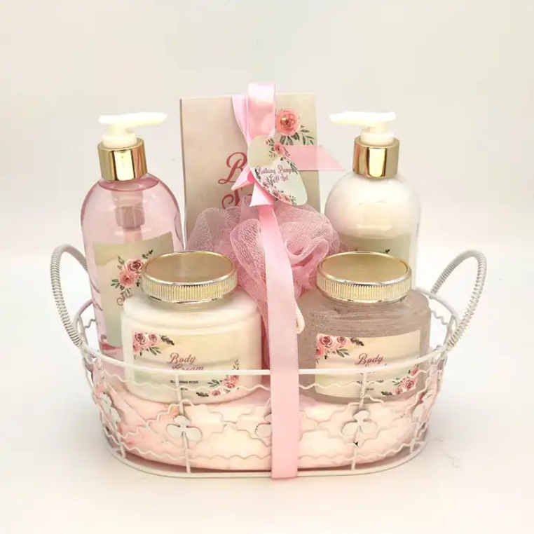 Private Label Shower SPA Self Body Care Rose Bath Salt Hair Shampoo Soap Body Wash Women Bath Gift Sets