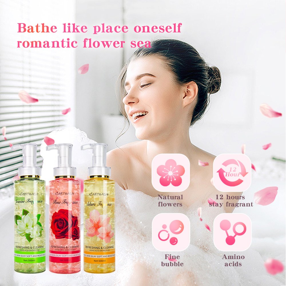 Wholesale factory custom nourishing moisture body skin care set beauty products cosmetics fragrance flower natural shower gels