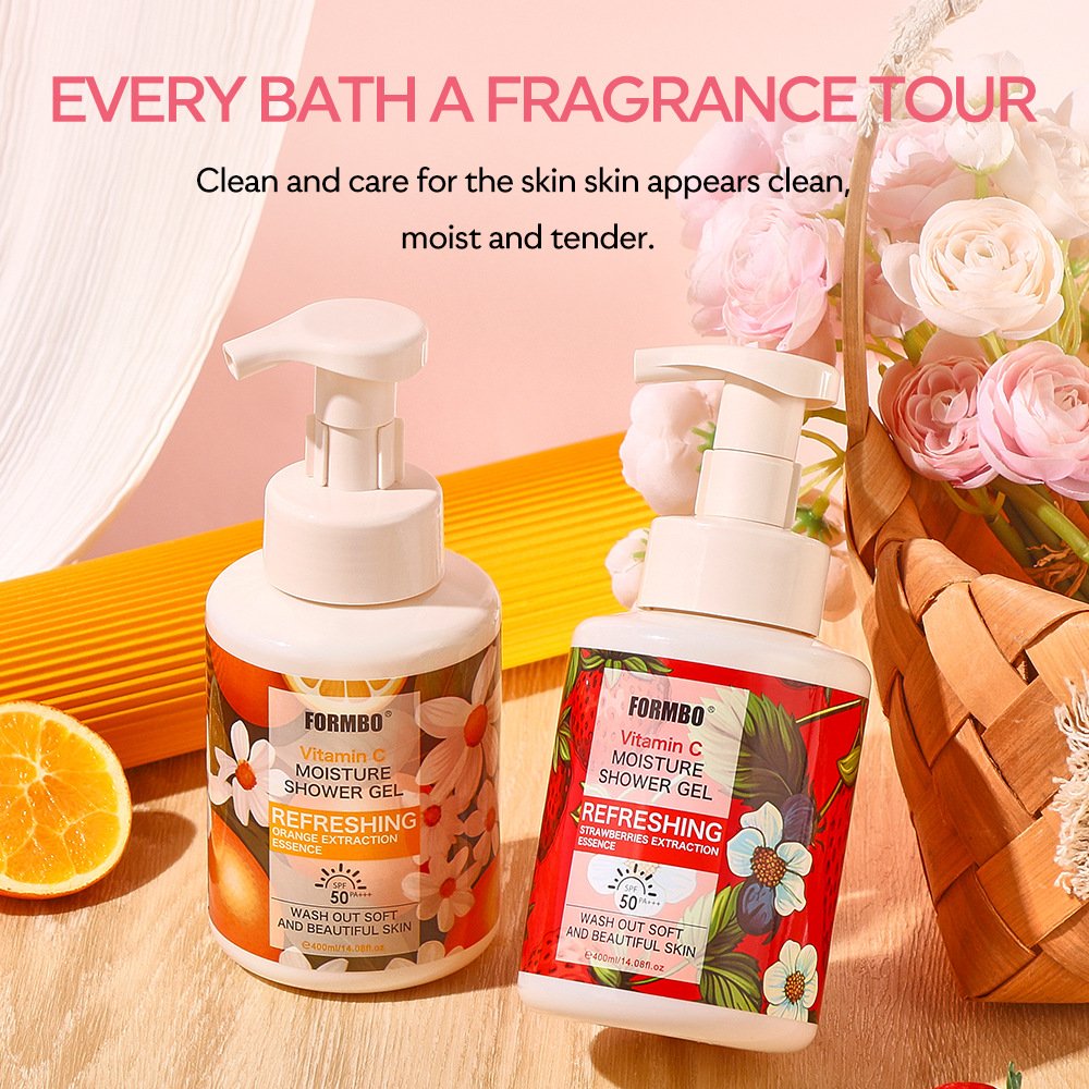 wholesale herbal organic moisturizing whitening perfumed body wash shower gel 400ml