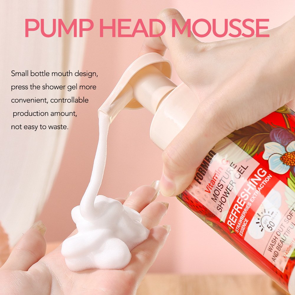 wholesale herbal organic moisturizing whitening perfumed body wash shower gel 400ml