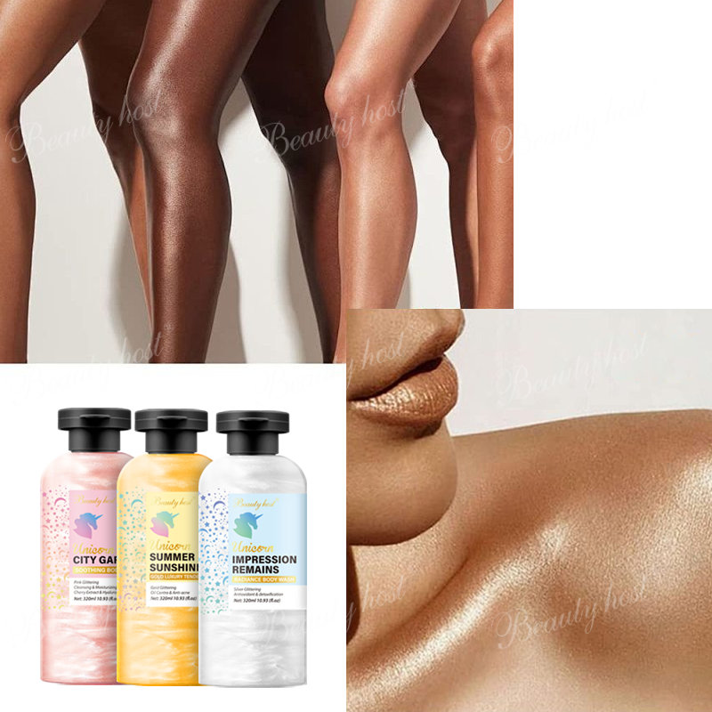 320ml Bath Gel Silver Impression Remains Radiance,Rose Pink City Garden Soothing, Golden Summer Sunshine Gold Luxury Tender