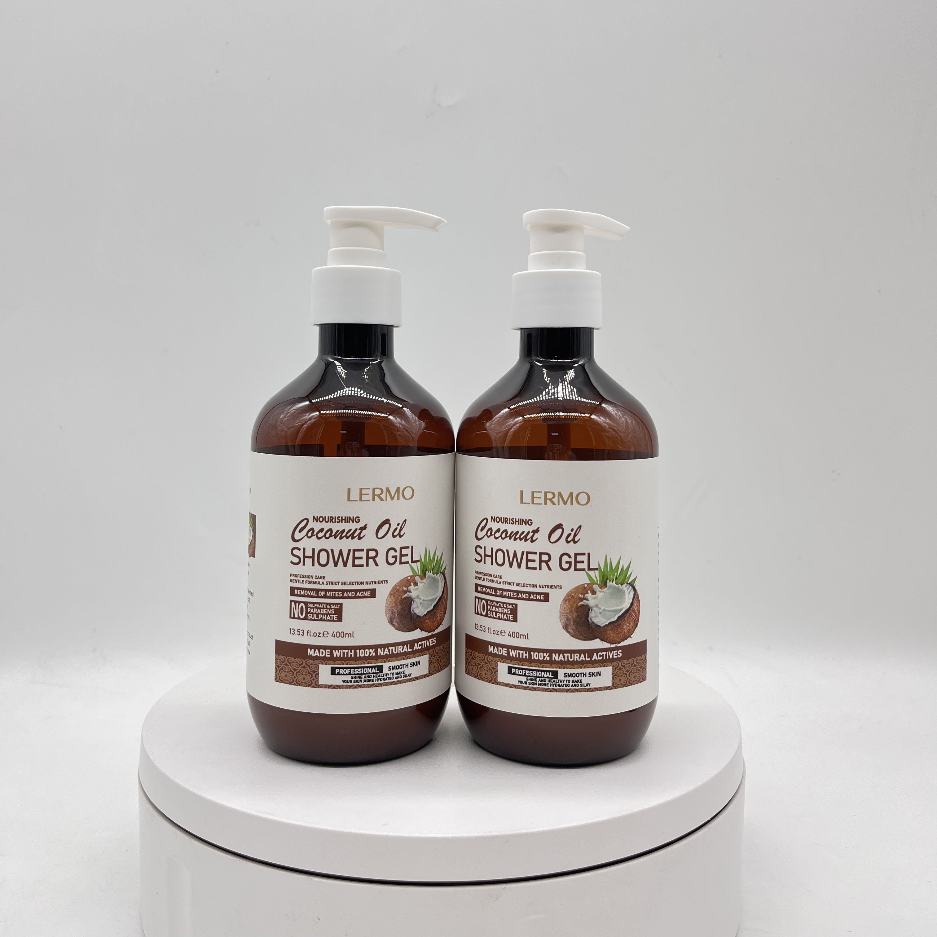 LERMO High quality best selling Coconut oil body wash natural organic shower gel moisturizing brightening bath gel 500ml