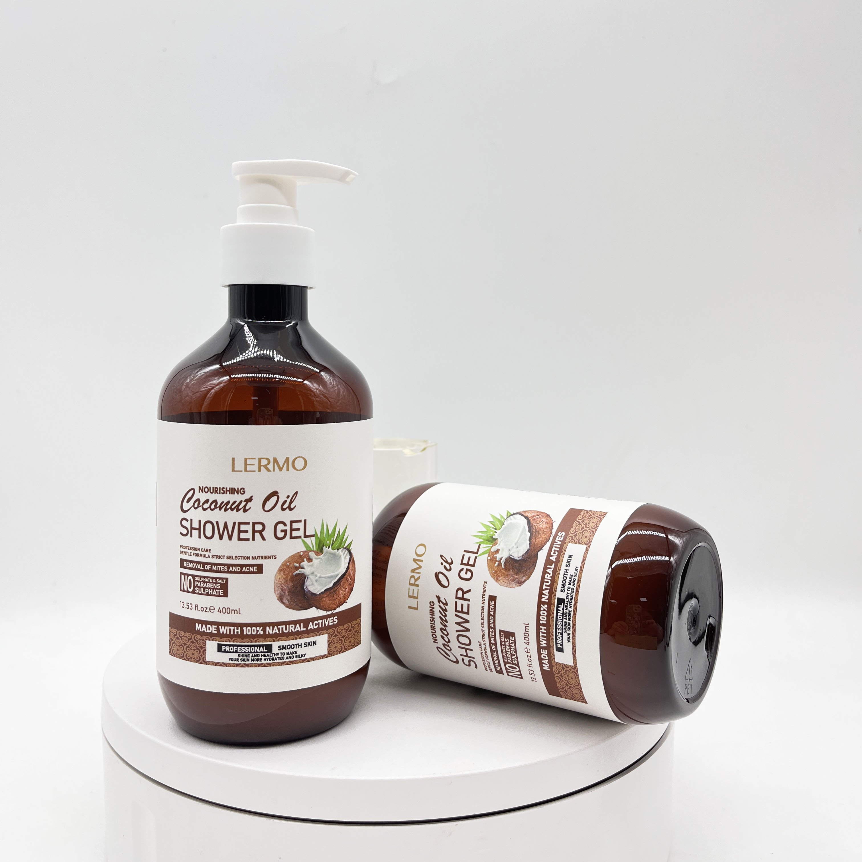 LERMO High quality best selling Coconut oil body wash natural organic shower gel moisturizing brightening bath gel 500ml