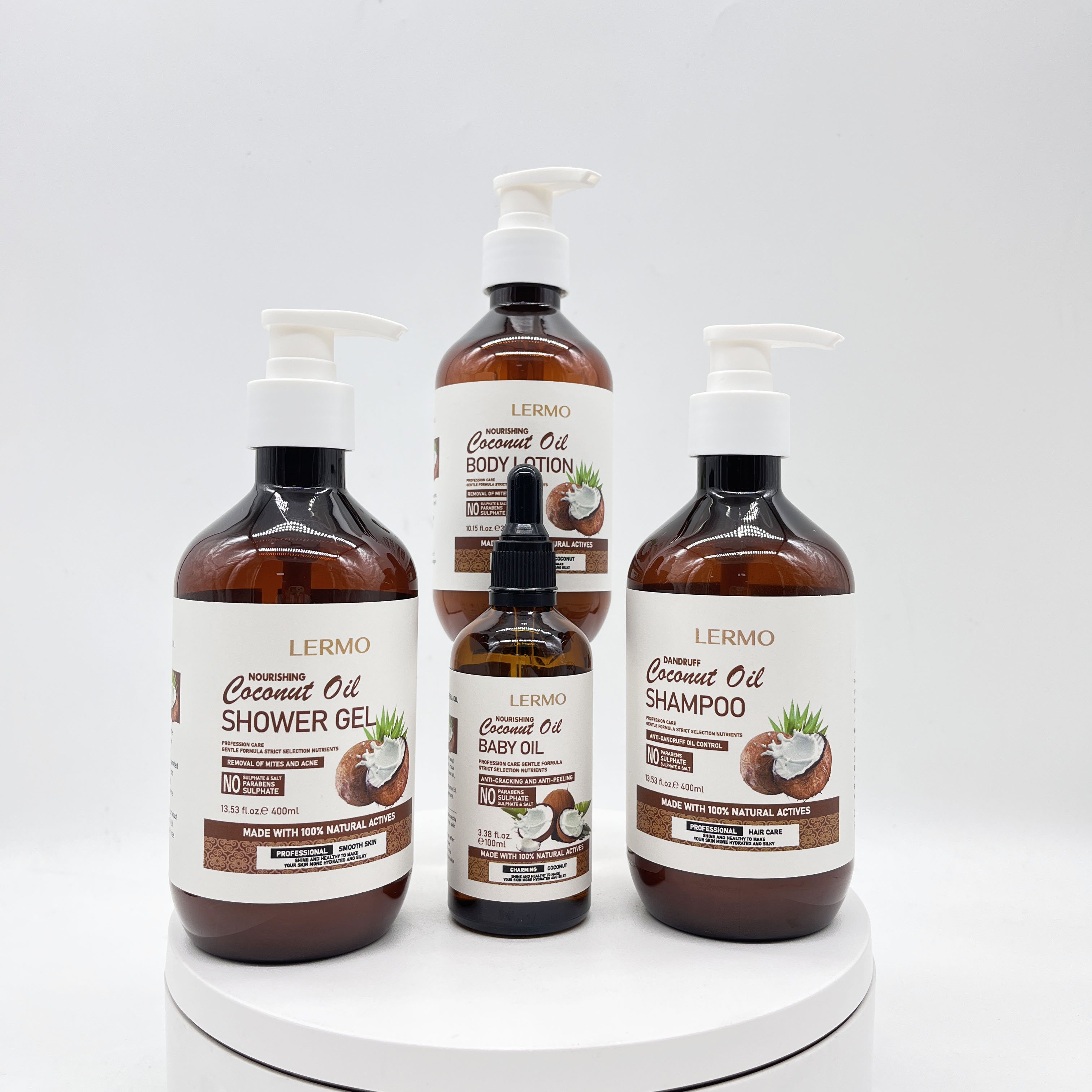 LERMO High quality best selling Coconut oil body wash natural organic shower gel moisturizing brightening bath gel 500ml