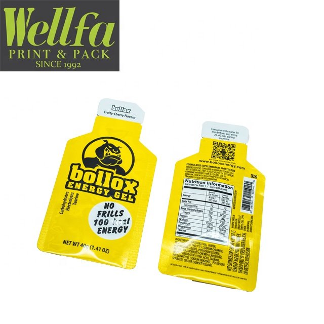 10ml 25ml 40ml Small Sample Sachet Custom Shaped Energy Gel Packaging Bag