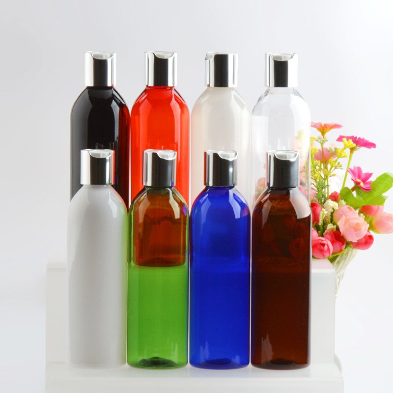 100ml 120ml 300ml Disc Cap Press Squeeze Shower Gel Bottle 8oz Amber Plastic Hair Oil Bottles For Growth Oil With Custom Label