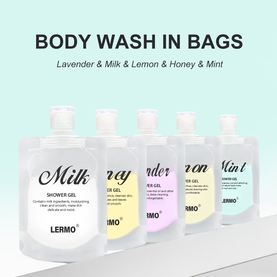Factory ODM/OEM Mint Lemon Honey Milk Lavender shower gel in bags nourishing and refreshing body wash in bags