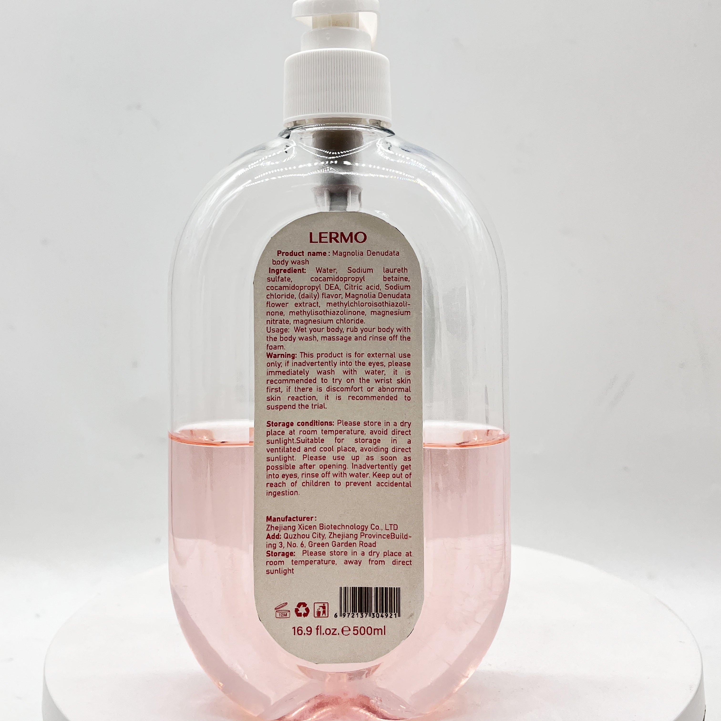 Private label LERMO Delicate smooth Magnolia Denudata shower gel deep cleaning Refreshing body wash for home use
