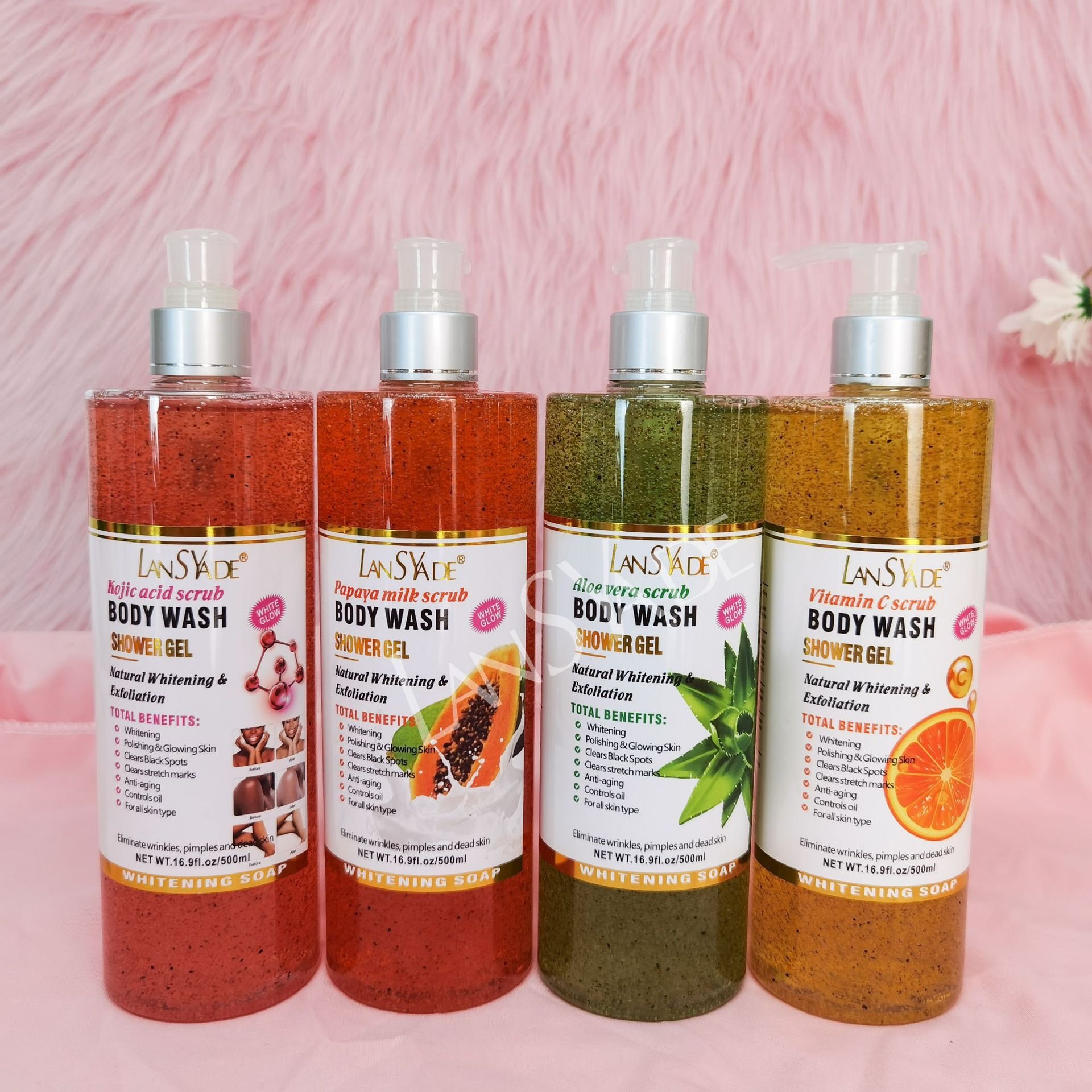 Fruit Scrub Shower Gel Silky smooth, refreshing and moisturizing skin gentle, clean and long-lasting 500ml