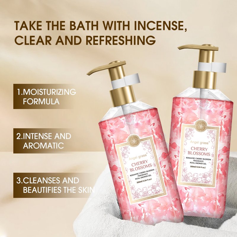 Gently Moisturizes Soothes Skin Lasting Fragrance Oil Control Deep Cleansing Cherry Blossom Fragrance Petal Shower Gel