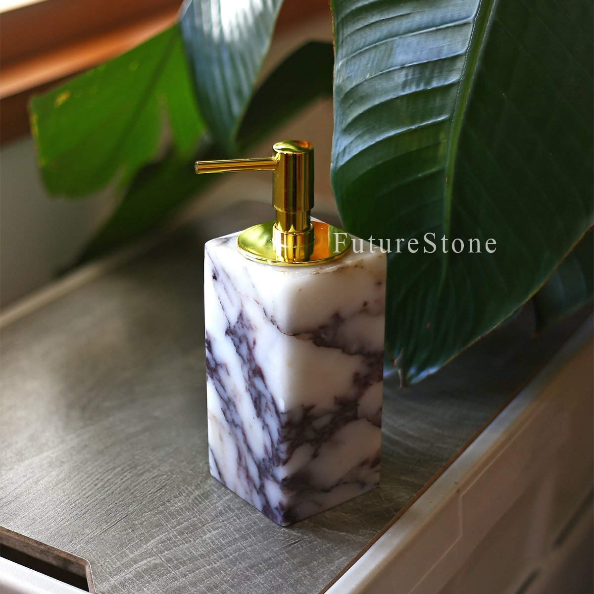 Natural Calactta Viola Marble Shampoo Bottle 300/400/500/600ml Square Lotion Pump Shampoo Bottle Shower Gel Bottles Packaging