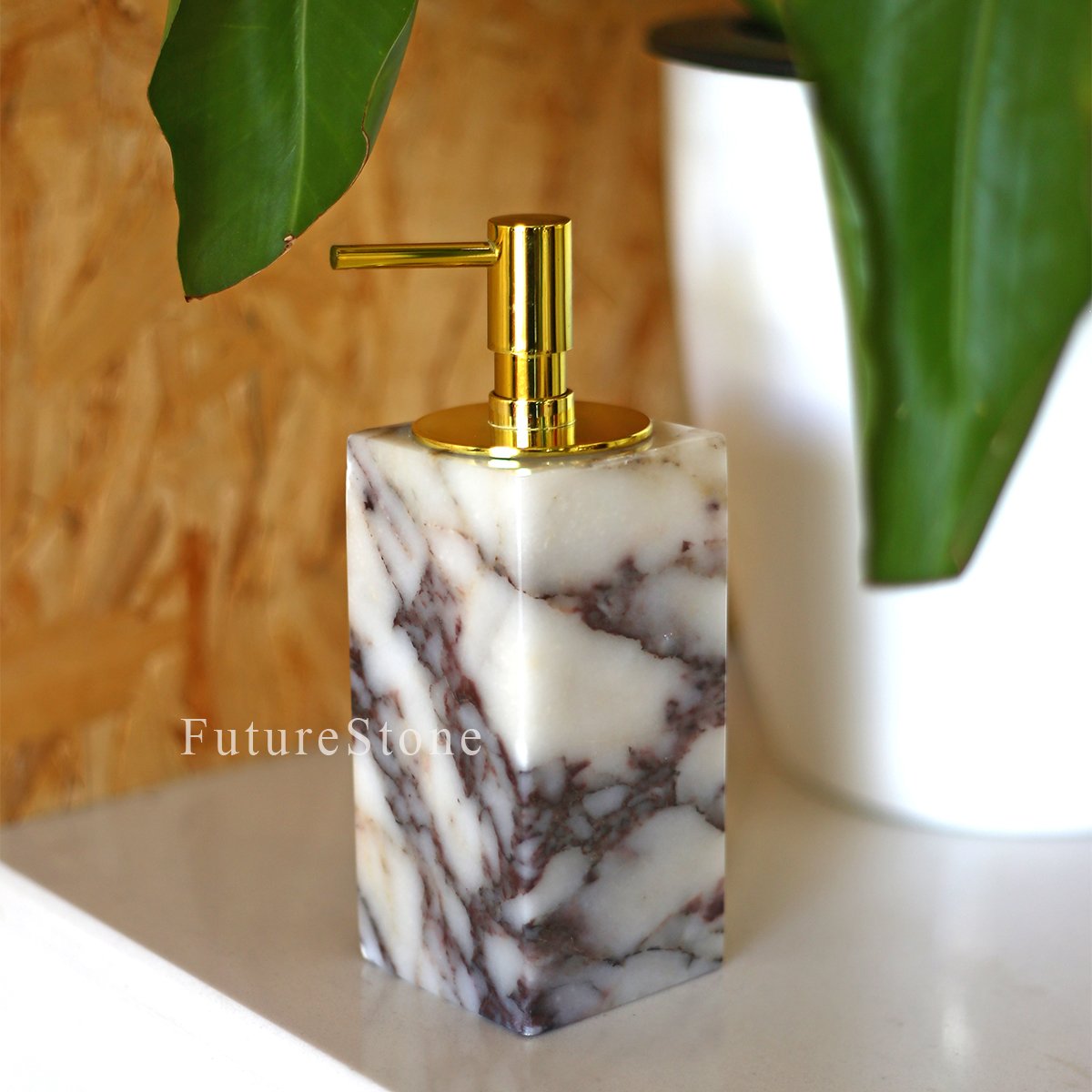 Natural Calactta Viola Marble Shampoo Bottle 300/400/500/600ml Square Lotion Pump Shampoo Bottle Shower Gel Bottles Packaging