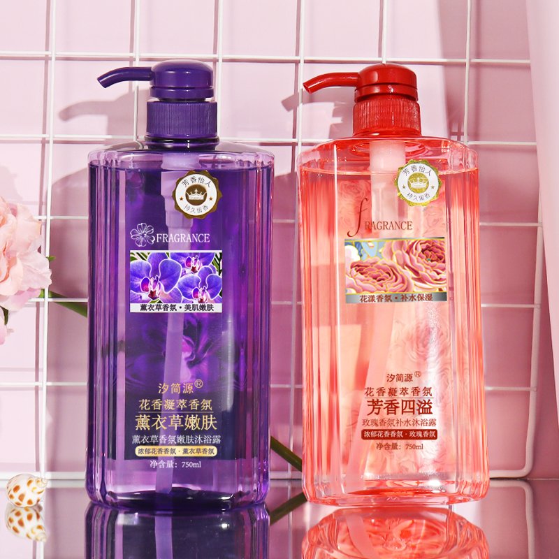 Floral shower gel 750ml different fragrance with Rose/Lavender/Cherry blossom scent wholesale liquid bubble bath shower gel