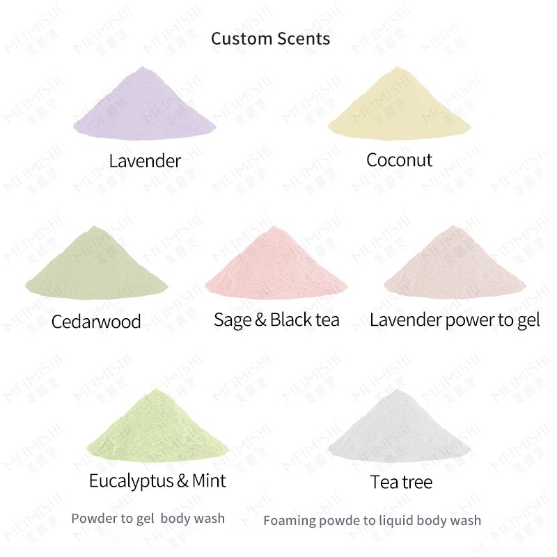 Custom shower bodywash powder to gel eco friendly vegan natural milk powder body wash