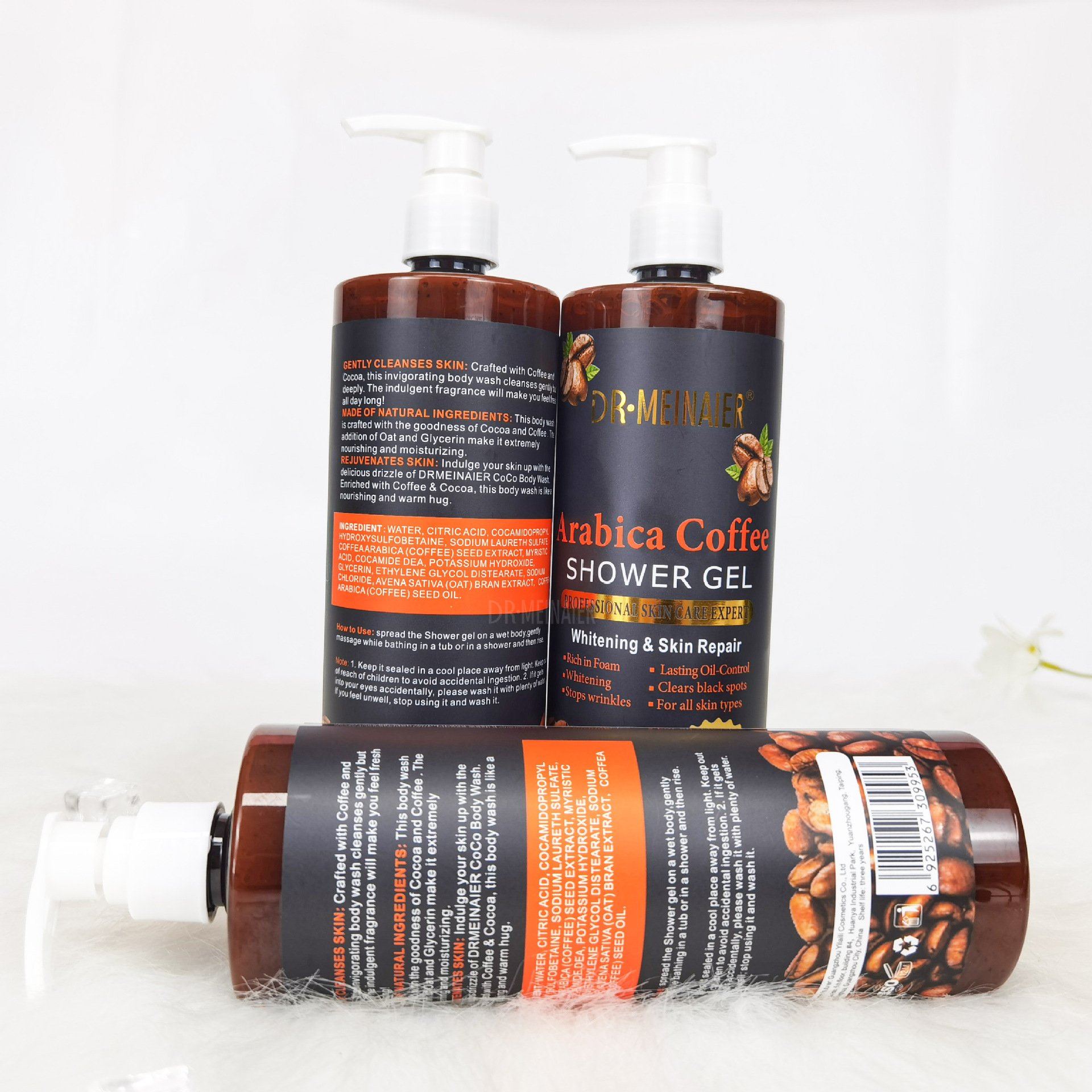 Organic Herbal Whitening Arabica Coffee Shower Gel 500ml Deep Cleansing Antioxidant Body Wash For Women Men