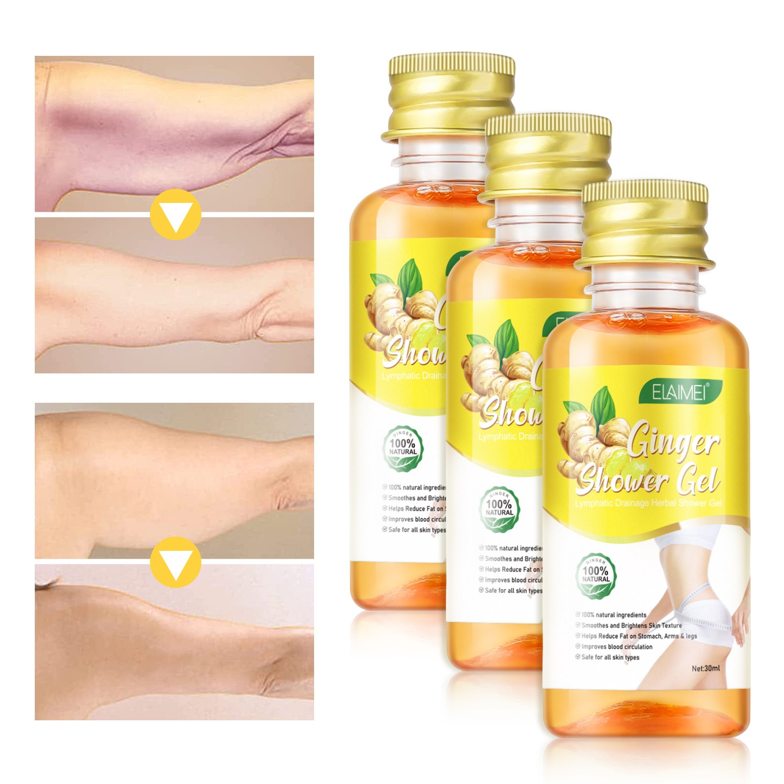 ELAIMEI weight loss slimming body wash shampoo,private label skin cream body serum ginger organic shower gel,shower gels