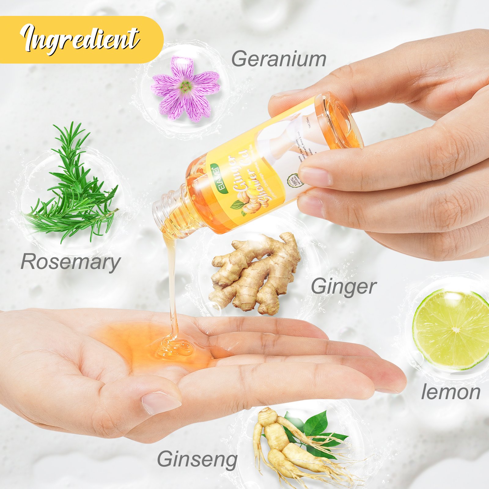 ELAIMEI weight loss slimming body wash shampoo,private label skin cream body serum ginger organic shower gel,shower gels