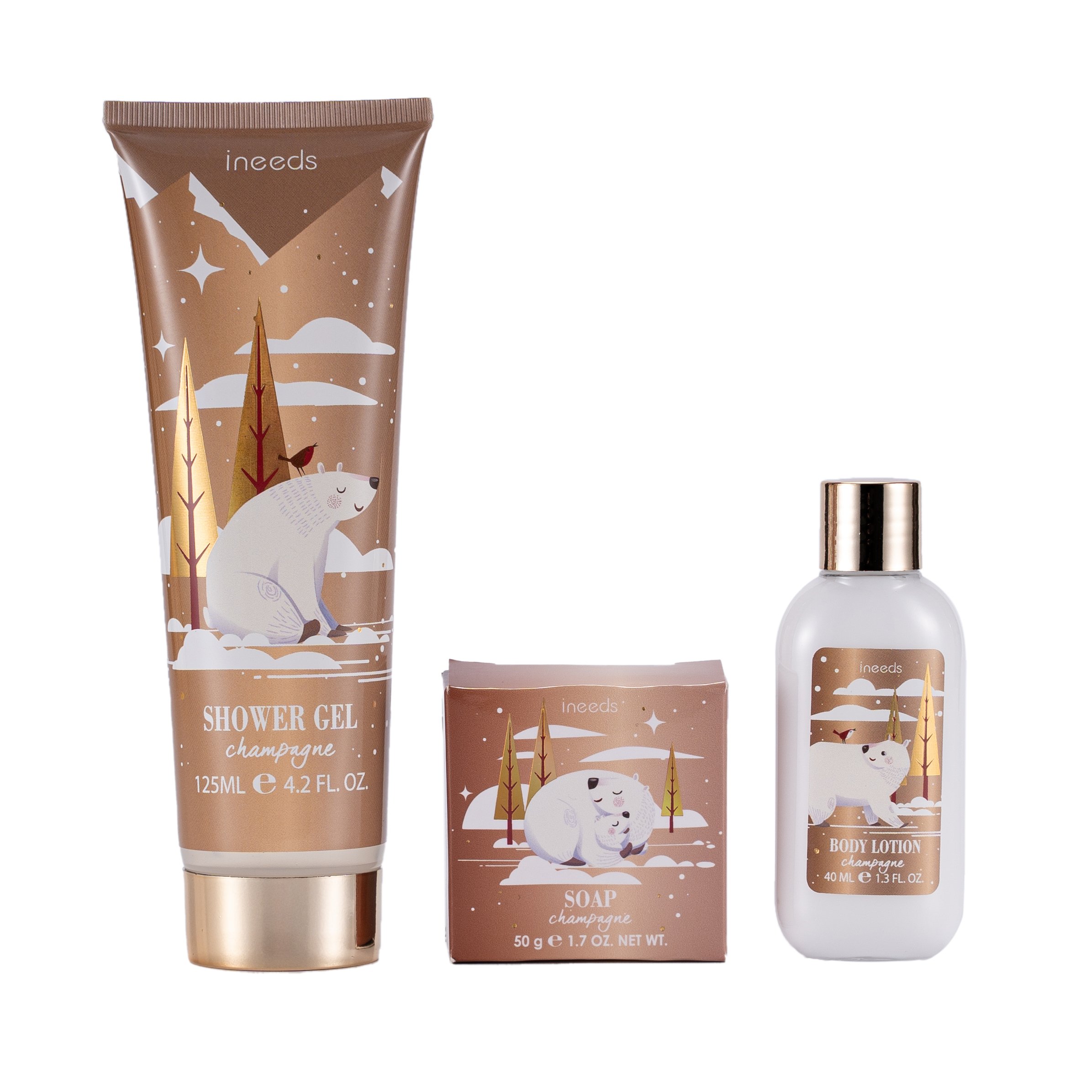 Customized Natural Luxury Hand Lotion & Shower Gel & Soap Bath Set Gift For Christmas In Box Packaging