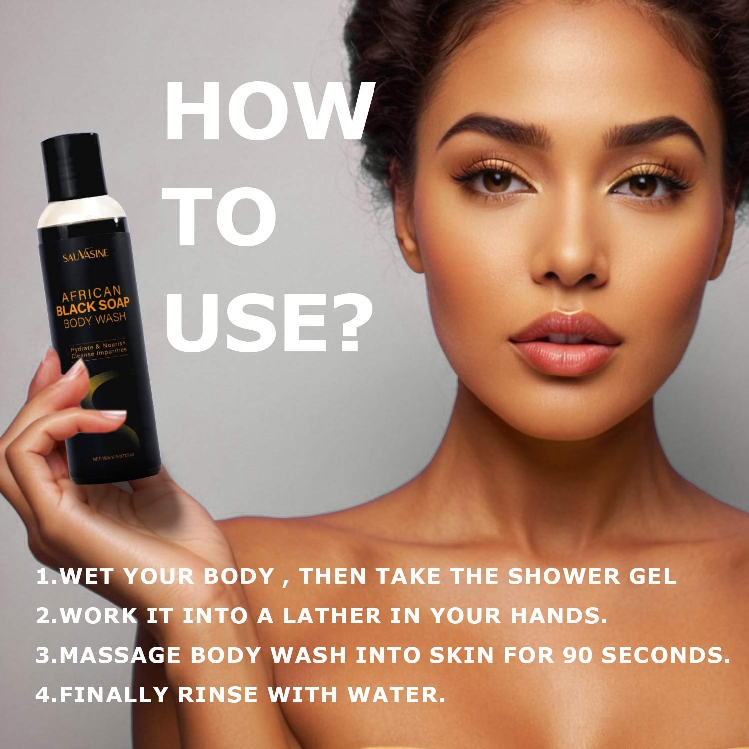 Customized Personal Skin Care Products Comfort Anti-Acne Shower Gel African Black Soap Shower Gel