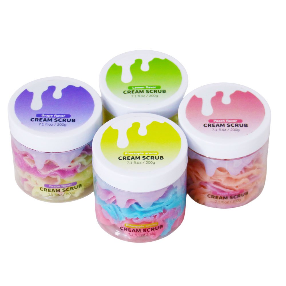 Wholesale OEM ODM Custom Logo Natural Lightening Shower Gel Cleaning Fruity Exfoliating Whitening Body Scrub Bubble Whipped Soap