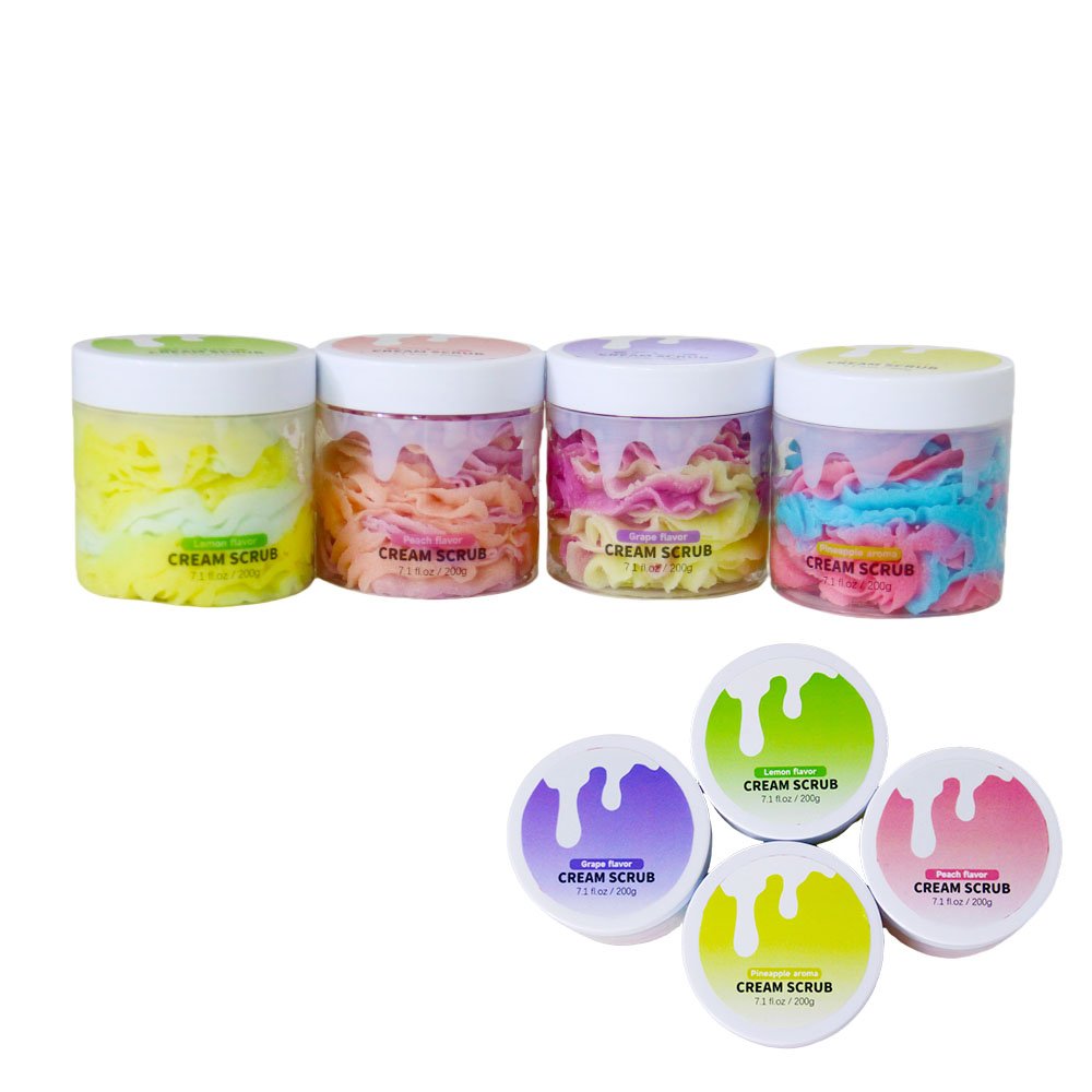 Wholesale OEM ODM Custom Logo Natural Lightening Shower Gel Cleaning Fruity Exfoliating Whitening Body Scrub Bubble Whipped Soap