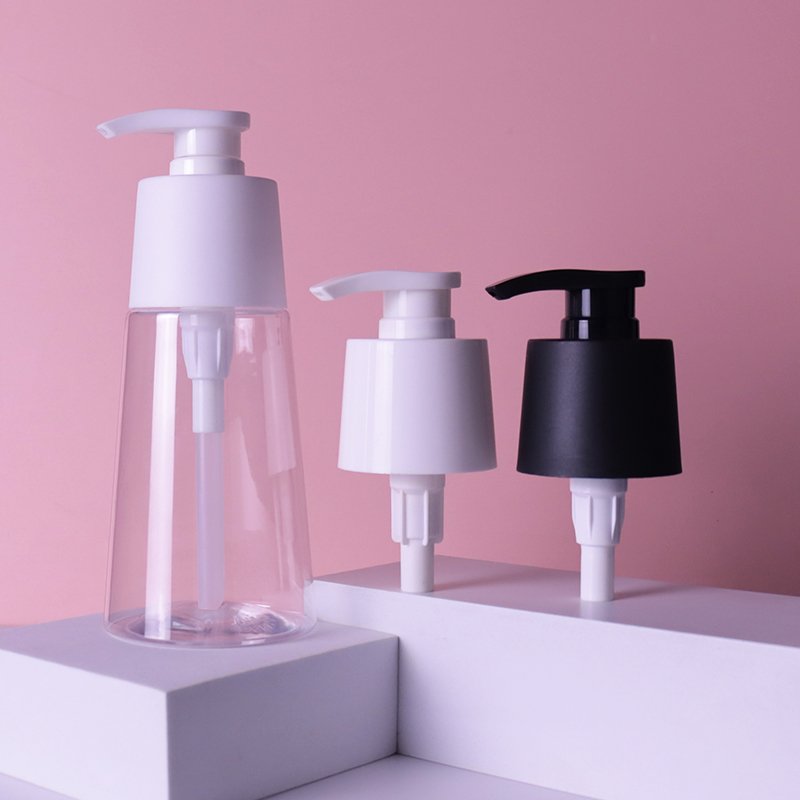 300 500ml luxury clear pet shampoo bottle packaging empty lotion bottle with black plastic pump head