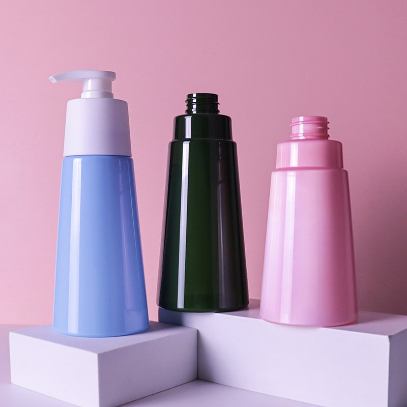 300 500ml luxury clear pet shampoo bottle packaging empty lotion bottle with black plastic pump head