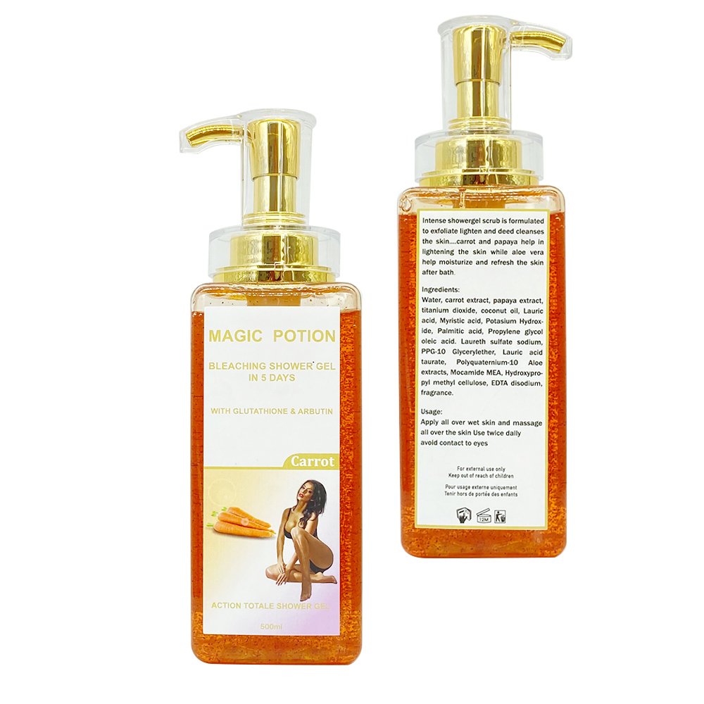 Magic Potion Glutathio Customize Organic Whole Body for Exfoliating & Bleaching 100% Carrot Orange Shower gel 500ml