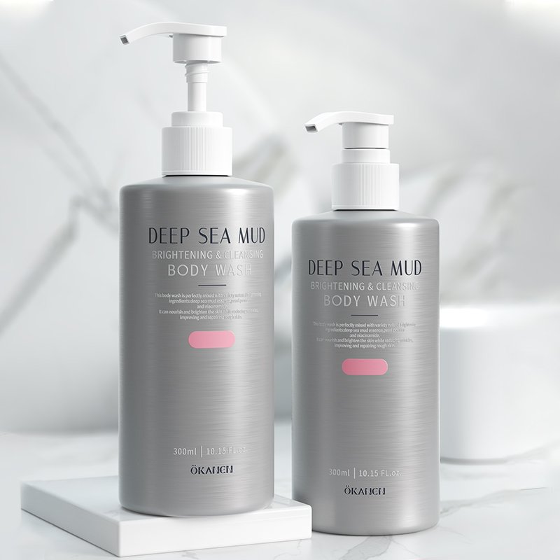 Wholesale Private Label Volcanic Mud Shower Gel, Body Care Wash, Whitening And Moisturizing Bath Liquid 300ml.