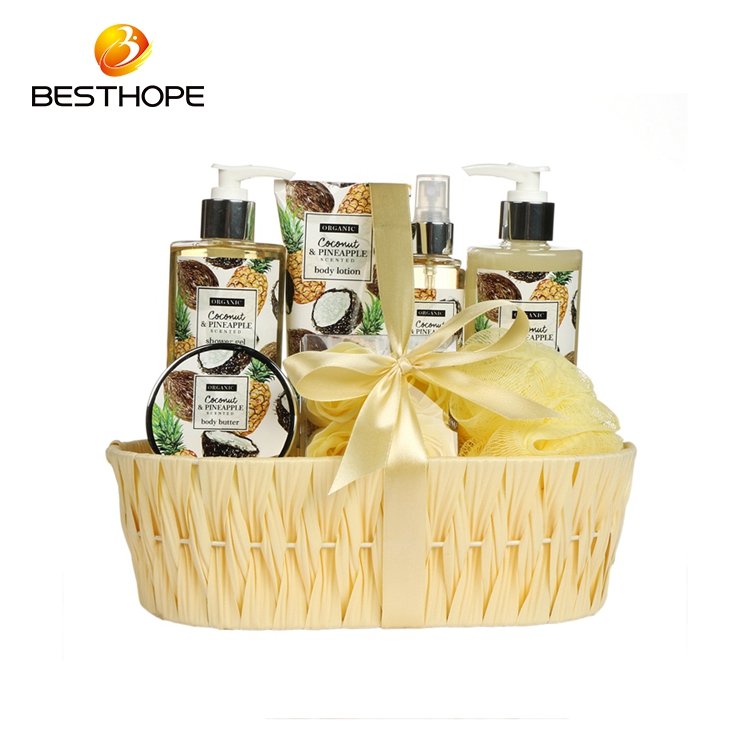 Hot sale custom logo private label bath set gift coconut shower gel body lotion soap girls body wash set