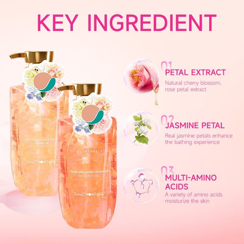 Bodywash Private Label Skin Smooth Refresh Body Wash Scrub Exfoliating Flower Shower Gel