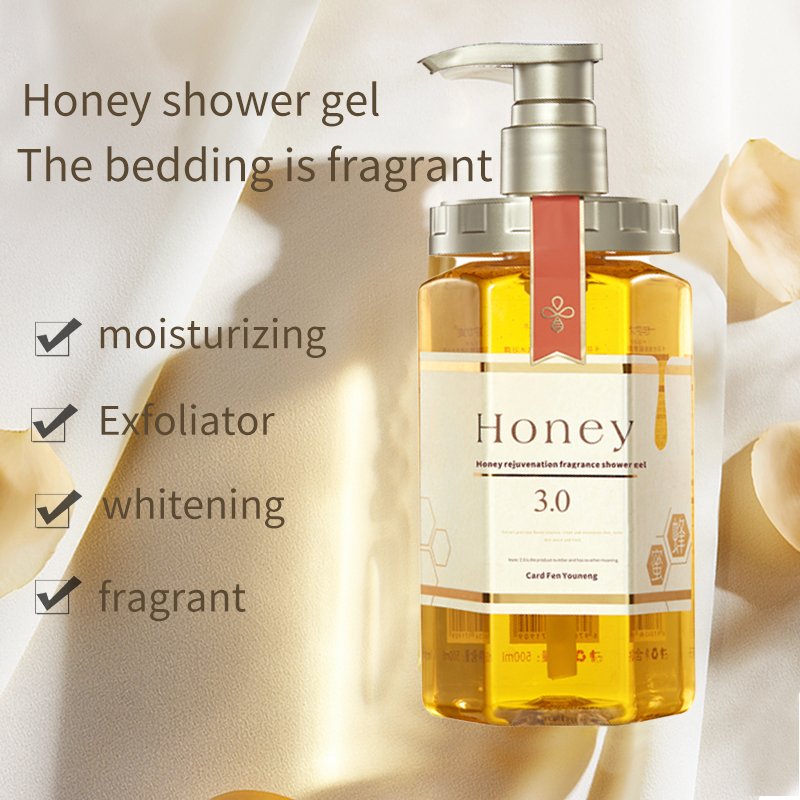 Wholesale Honey&Plant essence Shower Gel 500ml Moisturizing Body Wash Adults Skin Lightening Exfoliator Repairing Roughness