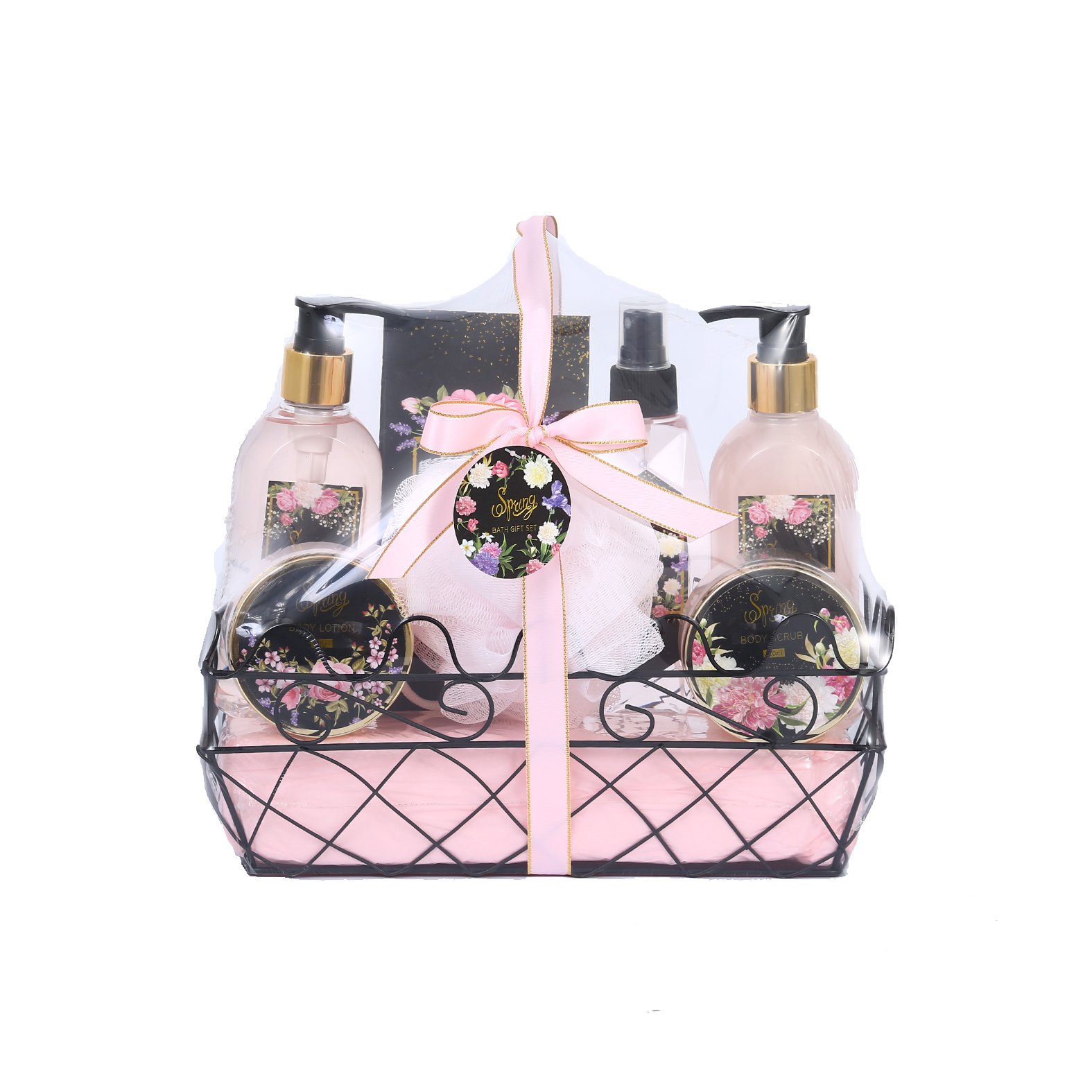 High Quality wire basket body care set Custom Fragrance Cleansing Moisturizing spa gift set for women