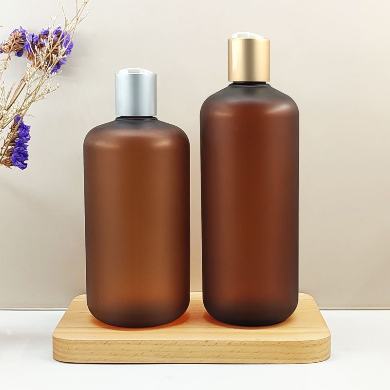 luxury cosmetic lotion packaging plastic shower gel shampoo pump bottle with bamboo disc cap 60ml 120ml 250ml 500ml