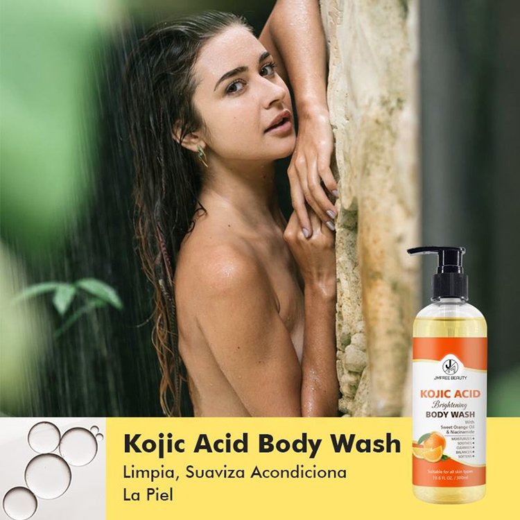JMFREE Private Label Organic Natural Shower Gel Whitening Deeply Cleaning Kojic Acid Brightening Body Wash