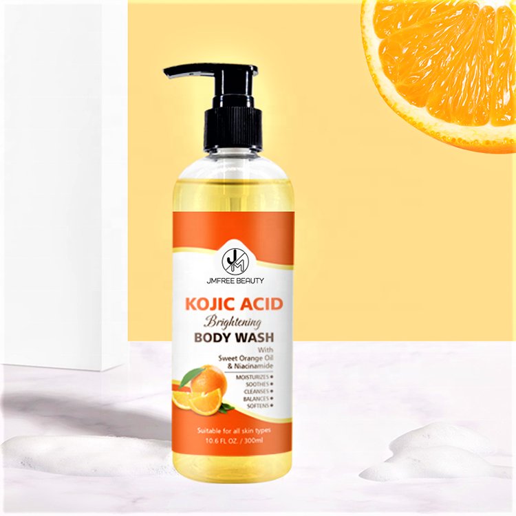 JMFREE Private Label Organic Natural Shower Gel Whitening Deeply Cleaning Kojic Acid Brightening Body Wash