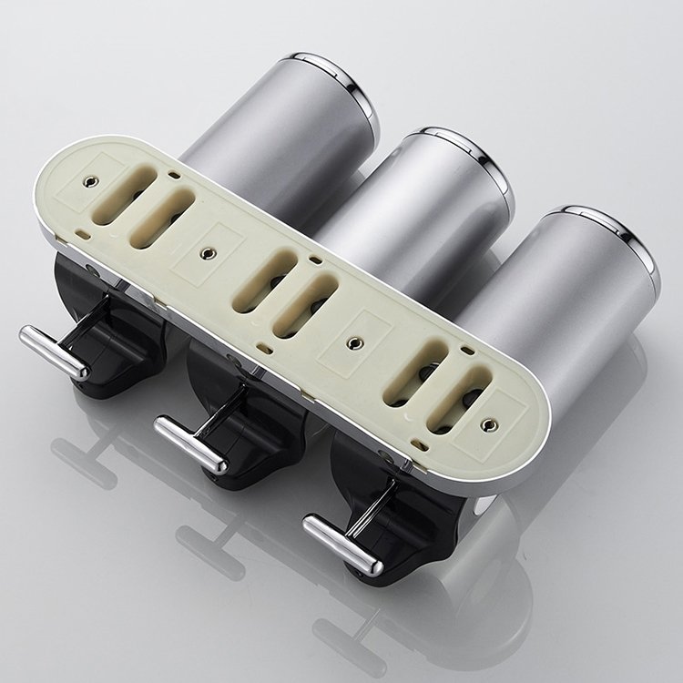 3 in 1 Chamber wall mounted shampoo dispenser triple wall mount liquid soap dispensers Hotel manual soap dispenser single double