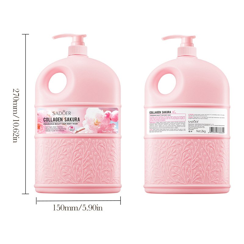 SADOER Sakura Collagen Delicate Rich Foam Body Shower Gel Soft Clear Smooth Skin Dirt Cleansing Fragrance Body Wash 2kg