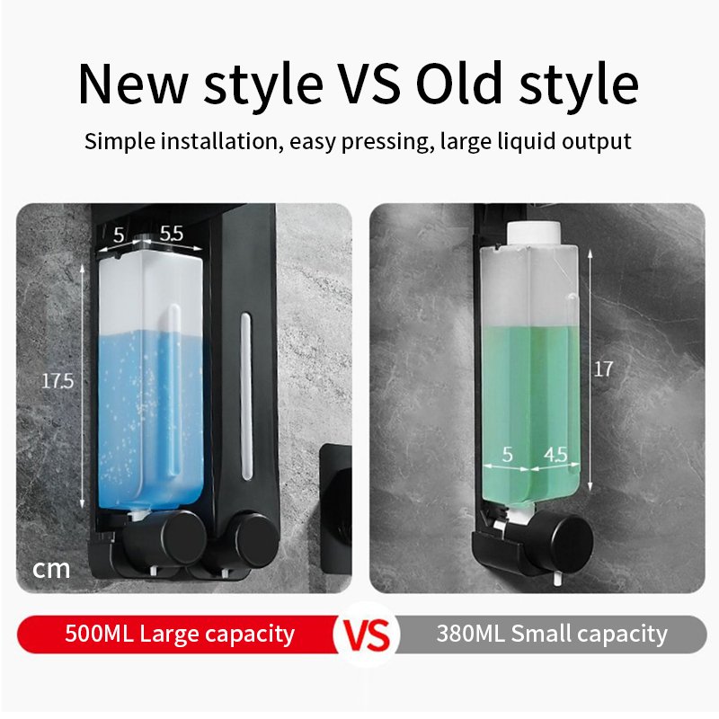Wall-mounted Perforation-free 500ML Colorful Bathroom Press Soap Dispenser Hotel Bathroom Shampoo Shower Gel Soap Dispenser