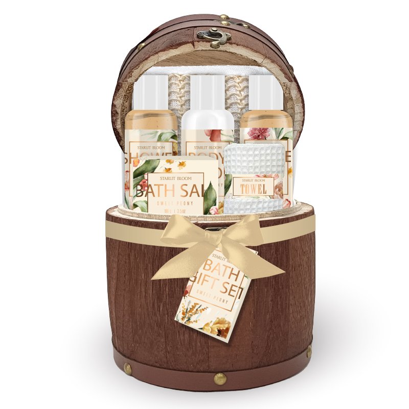 New Natural private label Spa luxury relaxing bath gift shower mixer set for women in wooden pack kit