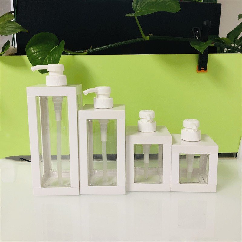 Empty Body Wash Luxury Lotion Shower Gel Press Bottle Empty Square Matt 300 500 750 1000 ml Black Pump Shampoo Plastic Bottle