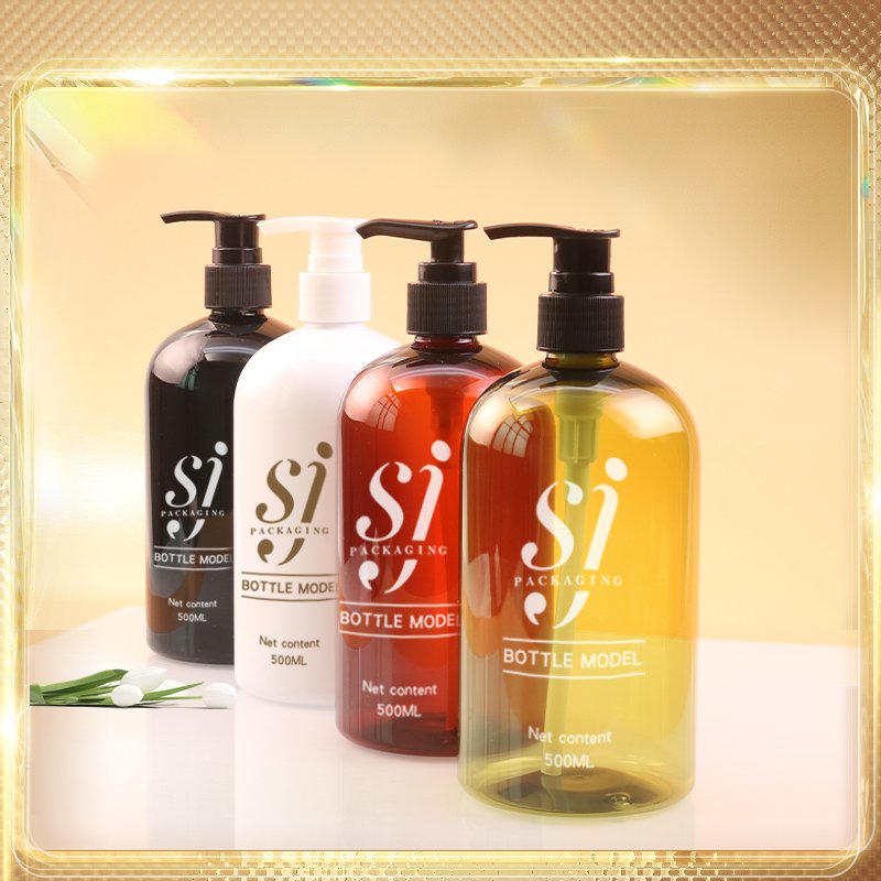 Empty Amber PET 500ml Shampoo shower gel Lotion Pump Bottles for shampoo and conditioner bottles hair care
