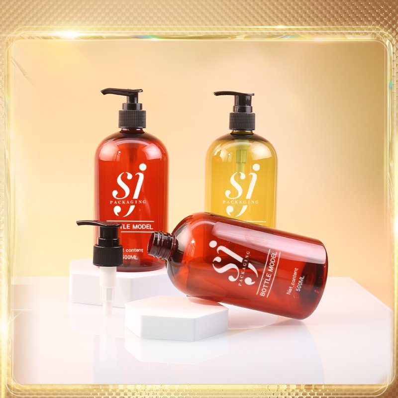 Empty Amber PET 500ml Shampoo shower gel Lotion Pump Bottles for shampoo and conditioner bottles hair care
