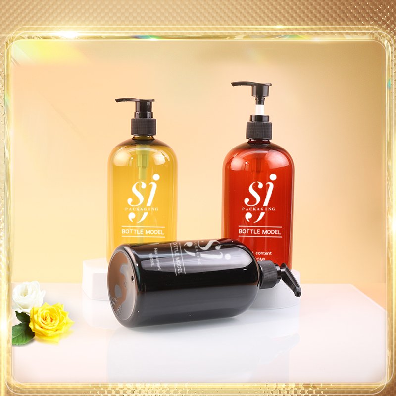 Empty Amber PET 500ml Shampoo shower gel Lotion Pump Bottles for shampoo and conditioner bottles hair care