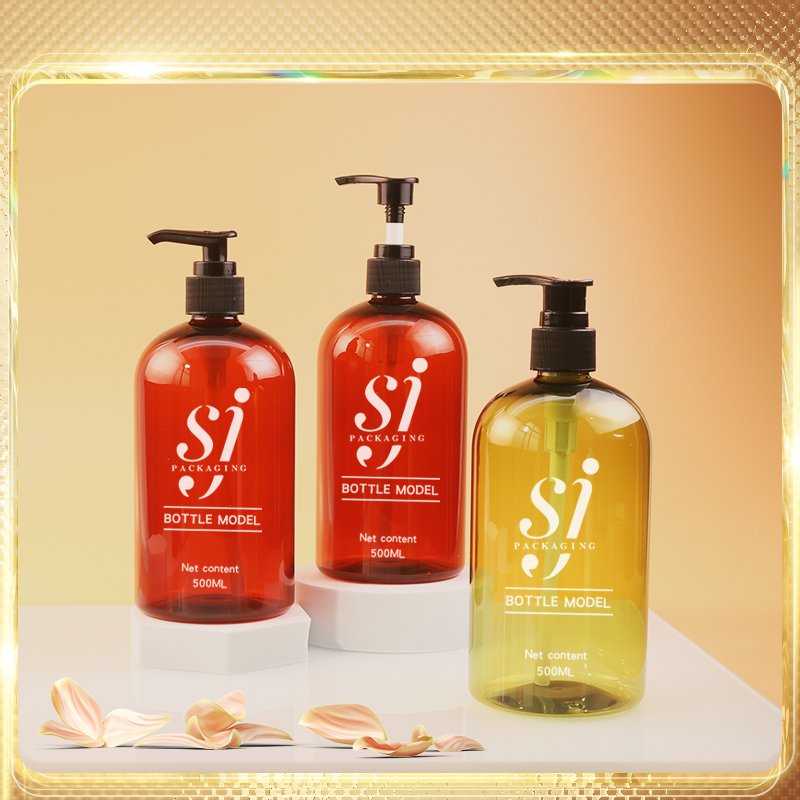 Empty Amber PET 500ml Shampoo shower gel Lotion Pump Bottles for shampoo and conditioner bottles hair care