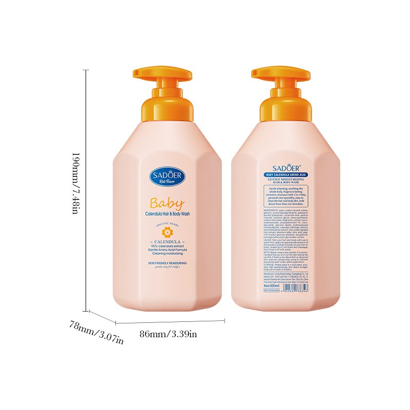 OEM SADOER Natural Calendula Bubble Body Wash Amino Acid Gentle Cleaning Moisturizing Nourishing Perfume Shower Gel For Kids