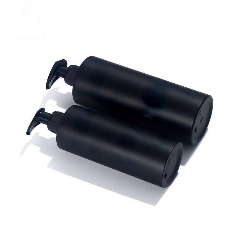 300ml 500ml Plastic Shampoo Bottle Customized Logo Matte Frosted Black Cylinder Shower Gel Body Wash Care Lotion Pump Bottles