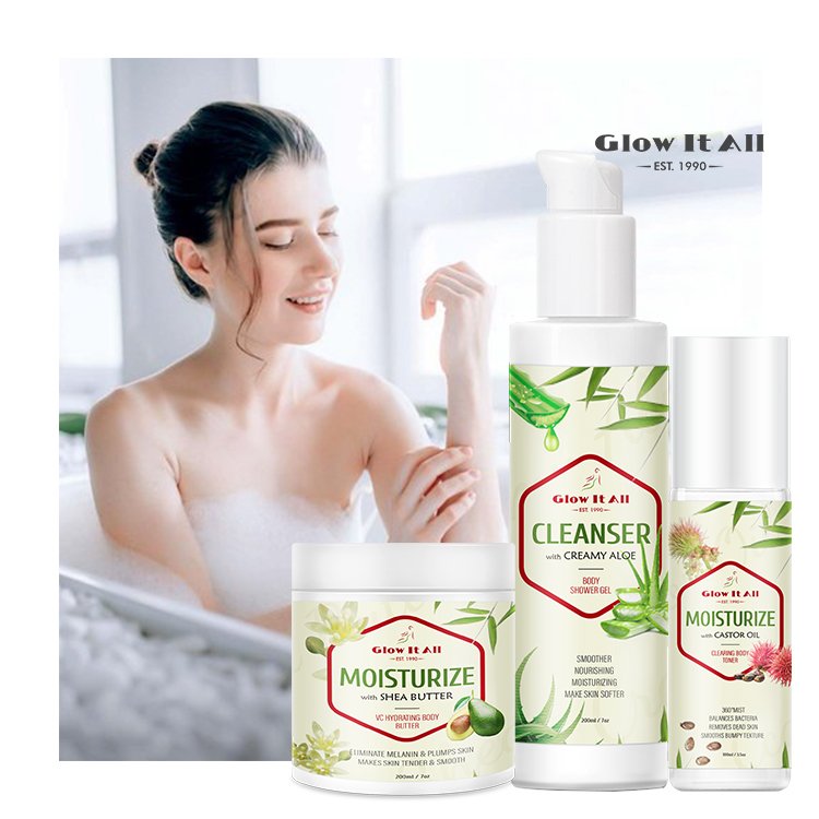 Skin Feel Renewed & Refreshed Natural Body Wash & Body Lotion Shower Gel With Bath Set