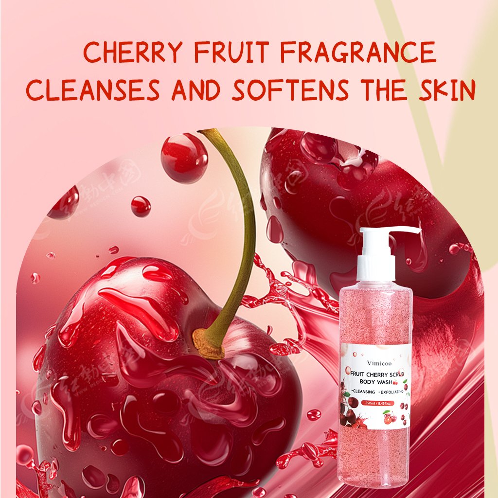 Wholesale Organic Cherry Flavor Body Shower Gel Keep Refreshing Moisturizing Exfoliating Fruit Body Wash